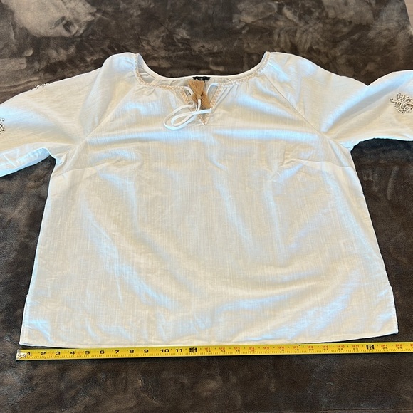 🎉Host Pick🎉Talbots Palm Embellished Linen Cotton Popover - Size 1X - Picture 9 of 15